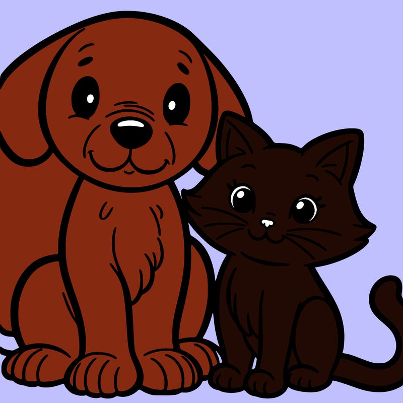 a dog and a cat sitting next to each other