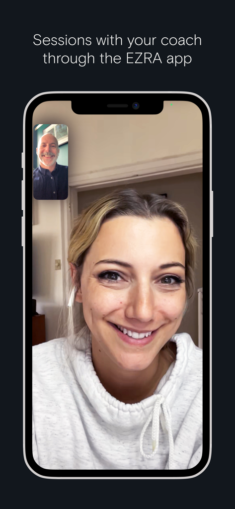 EZRA Сoaching - Professional video coaching session in progress on the EZRA app interface