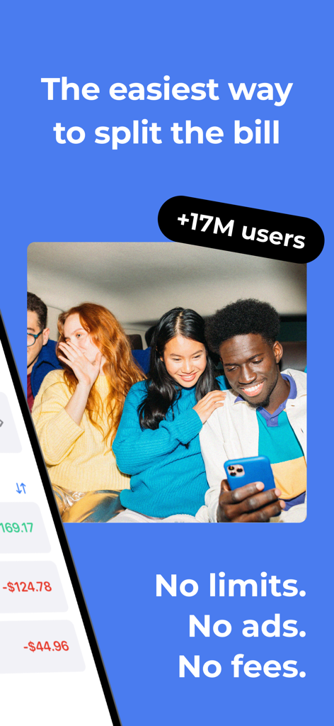 Group of friends using the Tricount app to easily split bills with no fees