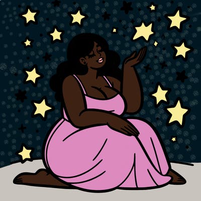 plus size woman looking at stars