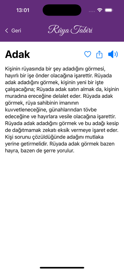 Rüya Tabirleri AI - Interpretazione dettagliata del sogno per Adak nell'app mobile Rüya Tabirleri AI.