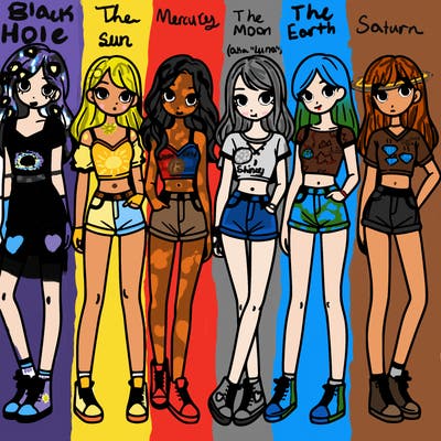 a group of girls wearing crop tops and shorts