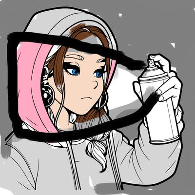 a realistic girl, spray painting