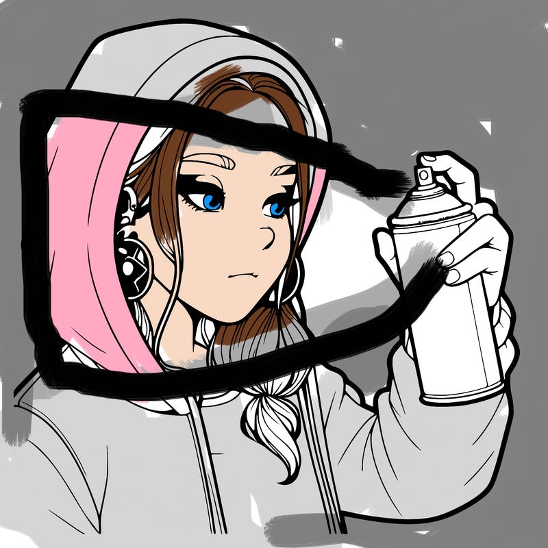 a realistic girl, spray painting