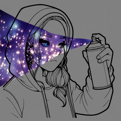a realistic girl, spray painting