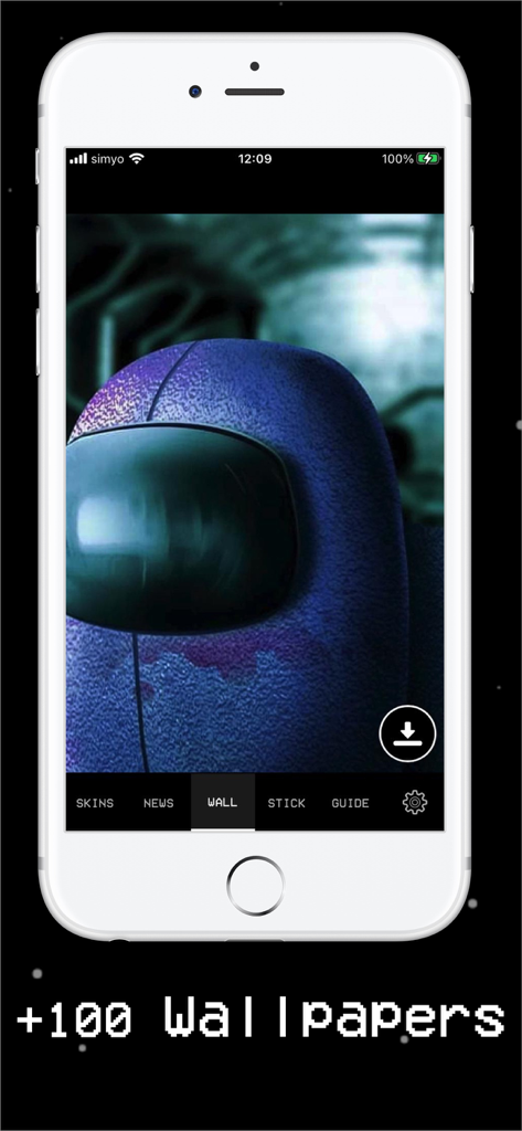 Skin Creator for Among Us! - High definition Among Us wallpaper of a blue character on a smartphone screen