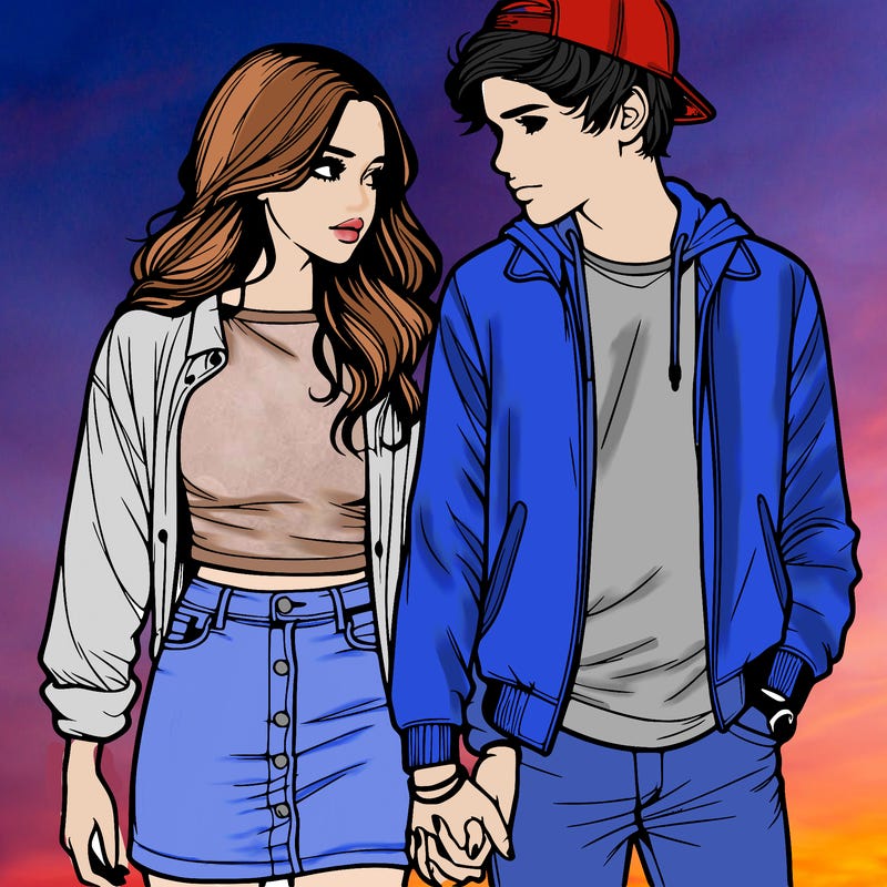 realistic teen couple holing hands