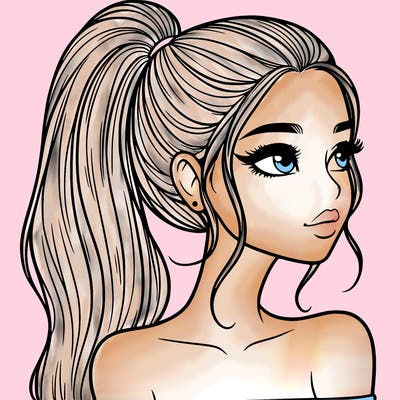 a beautiful and realistic girl with a high pony tail