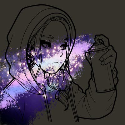 a realistic girl, spray painting