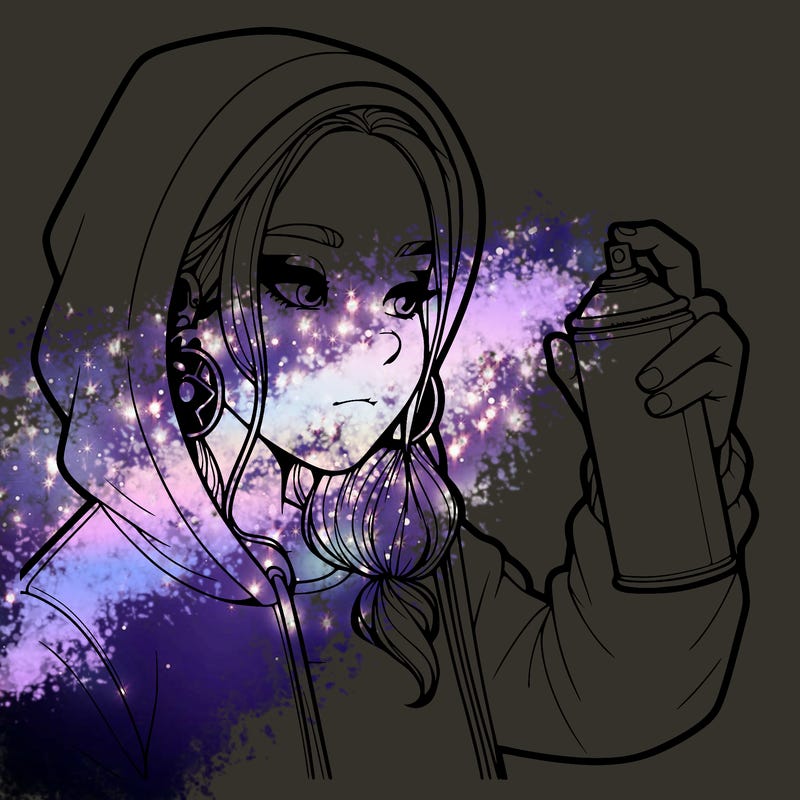 a realistic girl, spray painting