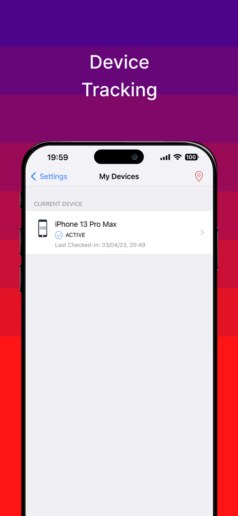 Ivanti Go - Ivanti Goモバイルアプリの画面。企業のiPhoneのデバイス追跡と管理が表示されています。