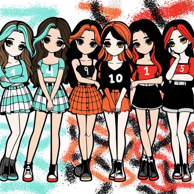 a group of girls realistic