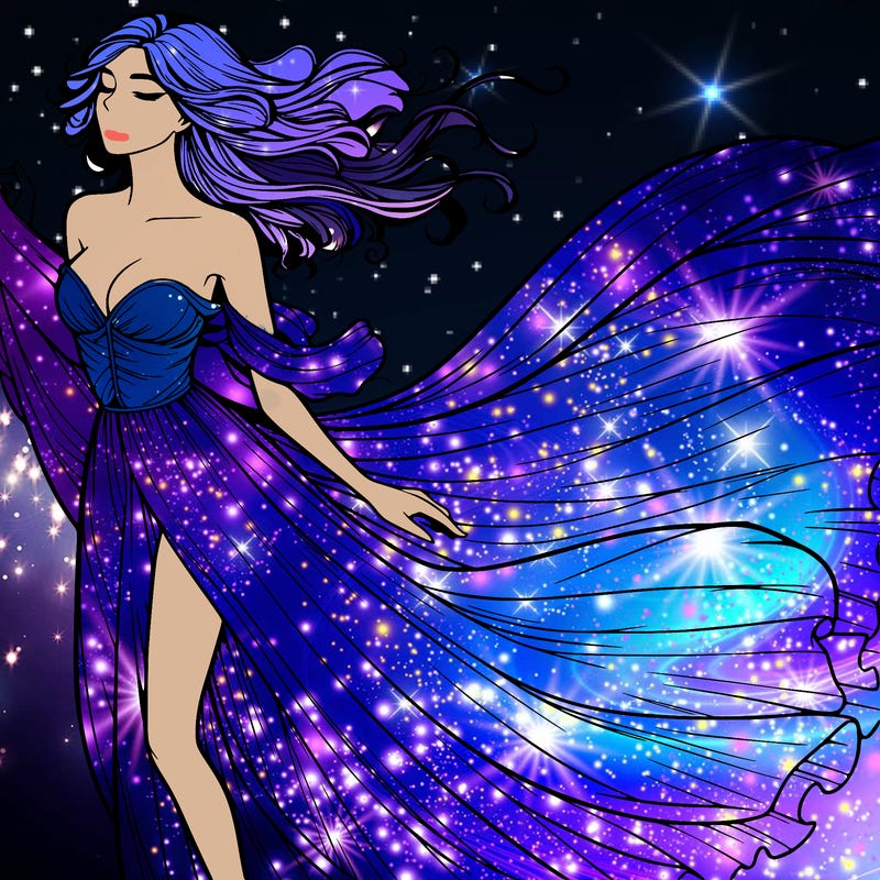 realistic woman in dress flowing the the wind