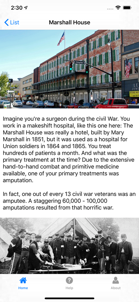 Ghosts of Savannah - Informazioni storiche sul tour per la Marshall House a Savannah che mostrano la sua storia di ospedale durante la guerra civile.