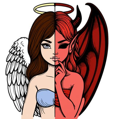 realistic angel half demon