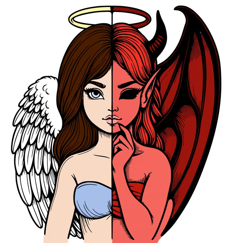 realistic angel half demon