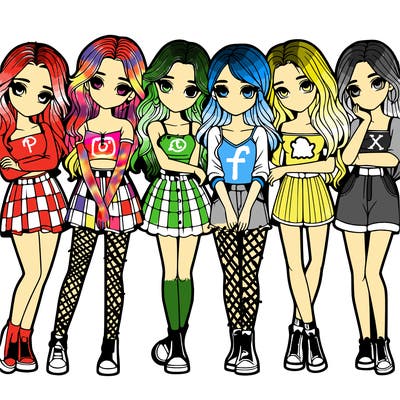 a group of girls realistic