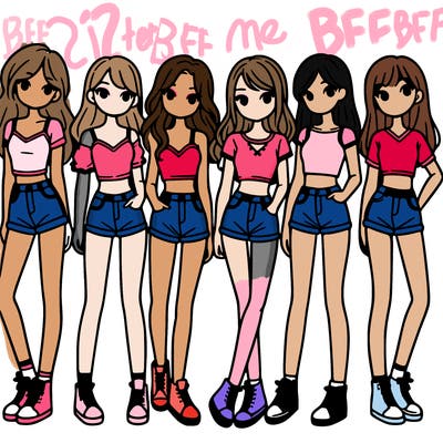 a group of girls wearing crop tops and shorts