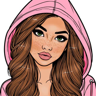 realistic beautiful girl with a hood on