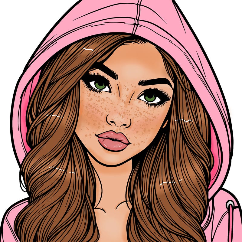 realistic beautiful girl with a hood on