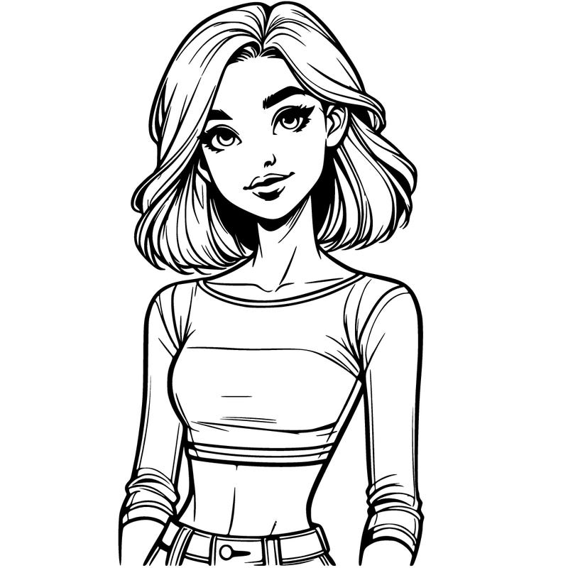 realistic girl in crop top