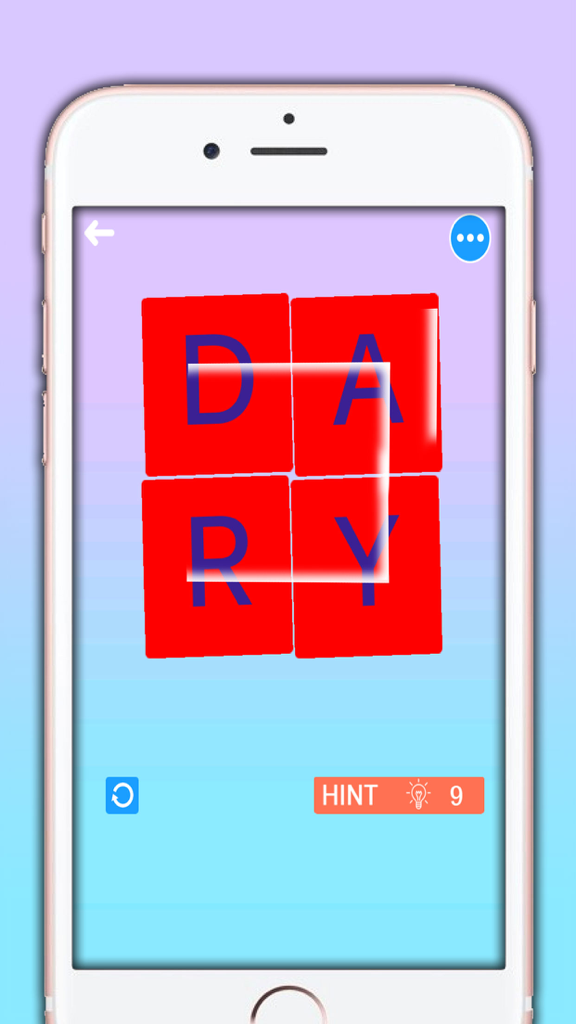Word Twist - Classic Word Game - Gameplay screenshot of Word Twist showing a four-letter word puzzle with red tiles and blue letters.
