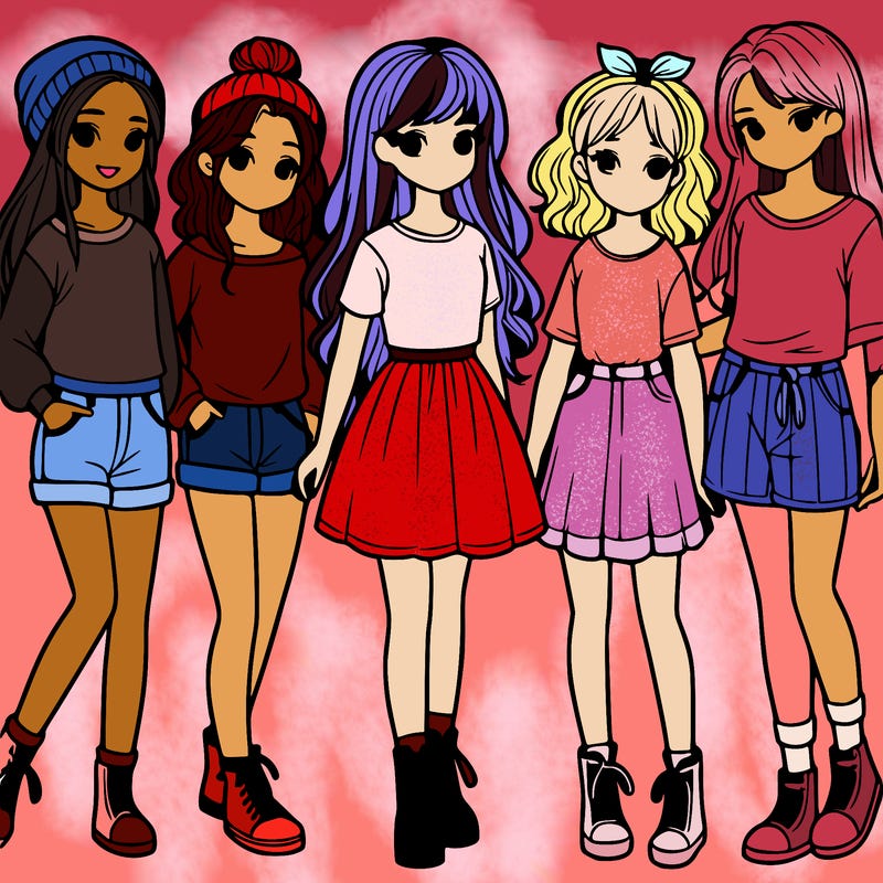 a group of five girls