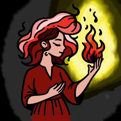 woman with fire