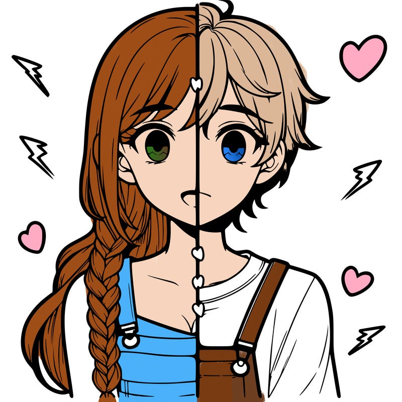 realistic girl boy split