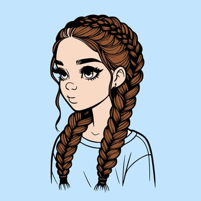 realistic girl with braids