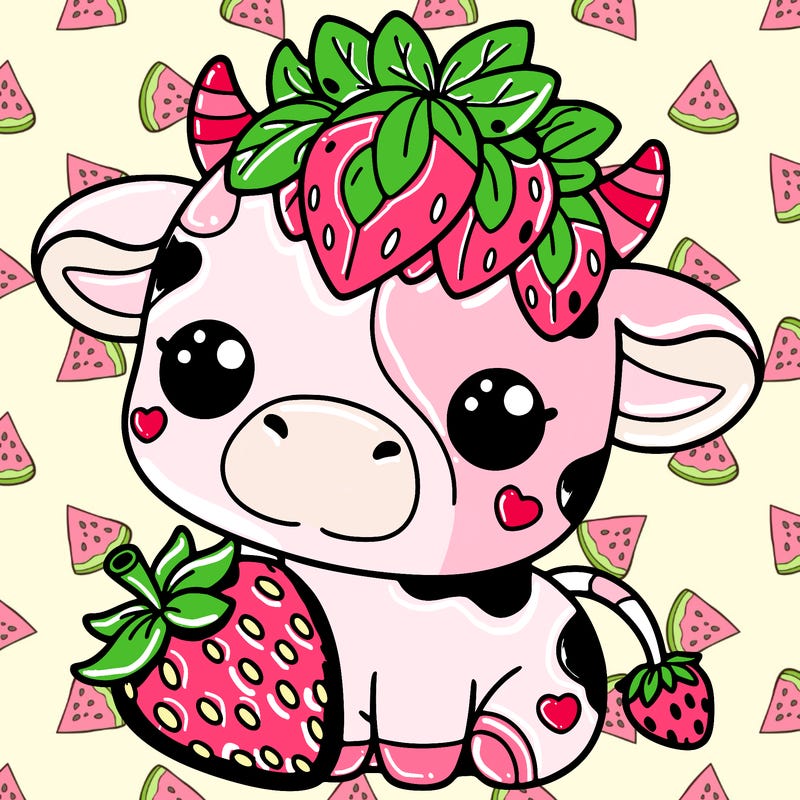 cute strawberry cow