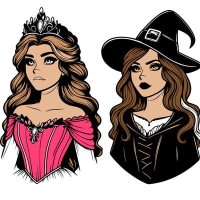 princess and witch realistic