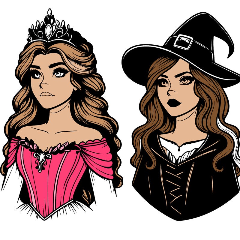 princess and witch realistic