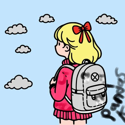 a girl with a backpack