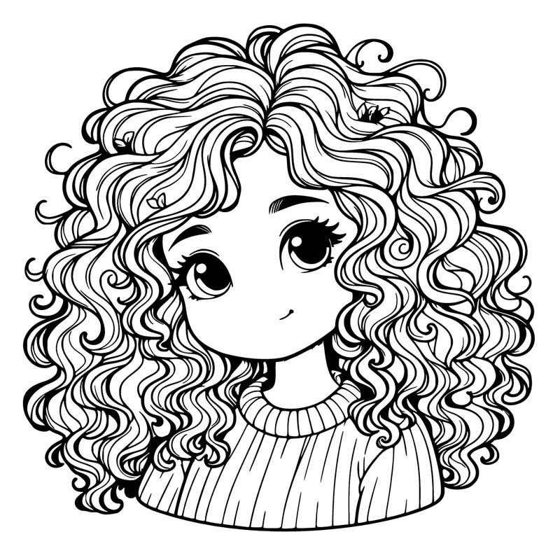 realistic girl with curly hair