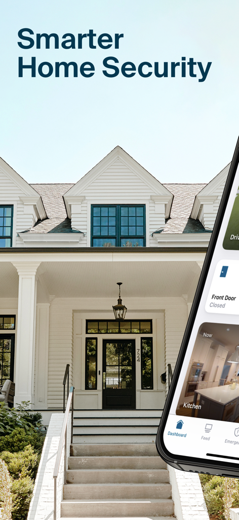 Smartphone displaying the Arlo Secure app dashboard next to a modern white house