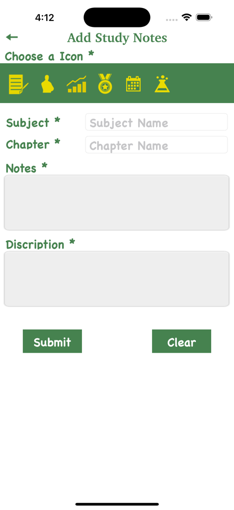 Punjabi Status Shayari Quotes - Interface of the Punjabi Status Shayari Quotes app showing the screen to add study notes with fields for subject chapter and descriptions