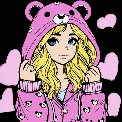 realistic girl in a animal pjs hoodie