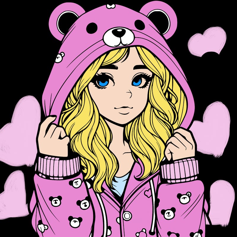 realistic girl in a animal pjs hoodie