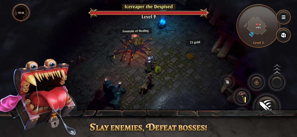 FATE: Reawakened - Capture d'écran de gameplay de FATE Reawakened montrant un personnage combattant un boss de donjon