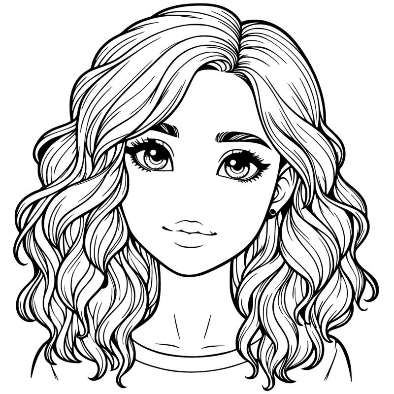 realistic girl with wavy hair