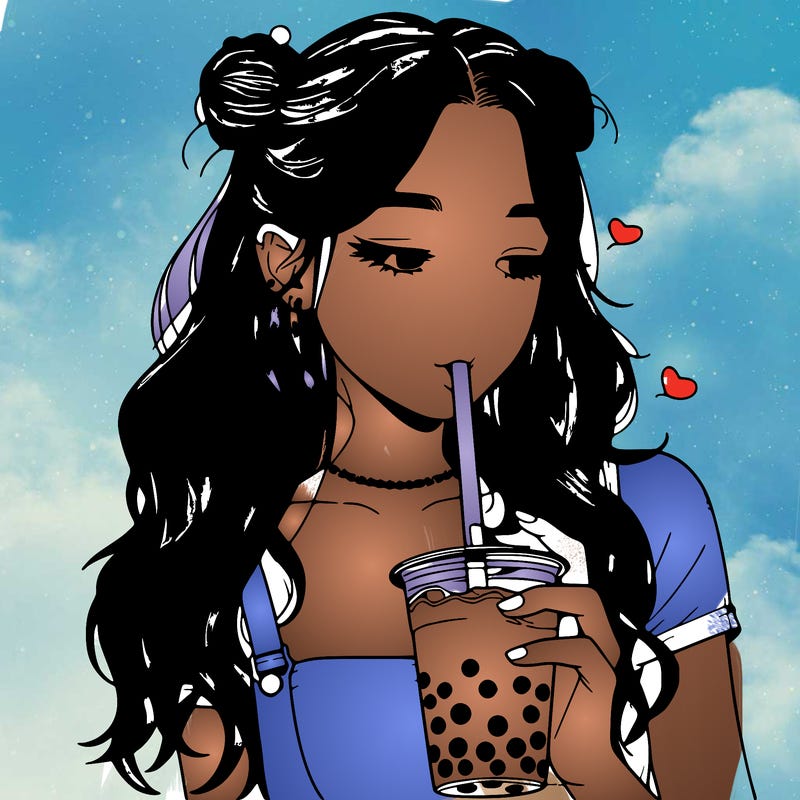 aesthetic realistic girl with boba