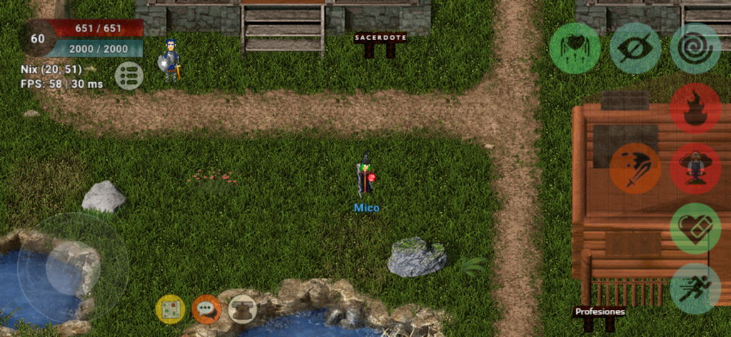 Eternum Online - Jugabilidad pixel art retro que muestra a un personaje explorando el mundo abierto en Eternum Online