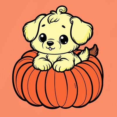 cute little puppy in a pumpkin