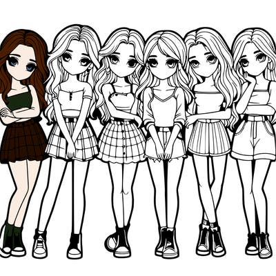 a group of girls realistic