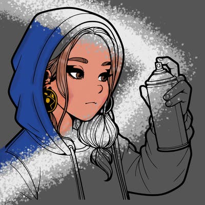 a realistic girl, spray painting