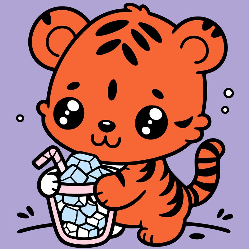 cute tiger with ice