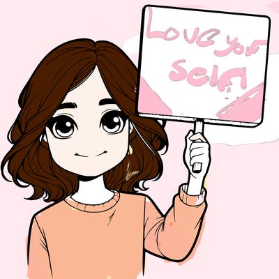 realistic girl holding up a sign