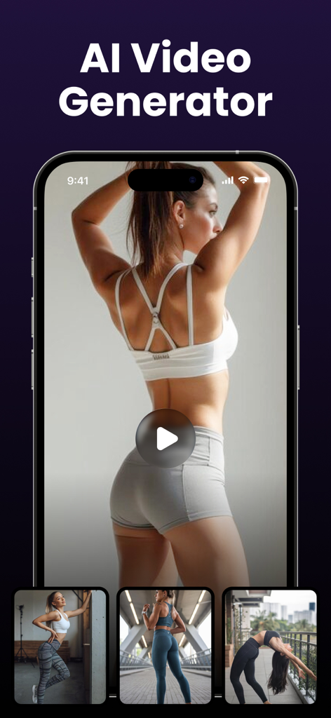Smartphone interface of Zix app showing AI generated fitness and lifestyle video content
