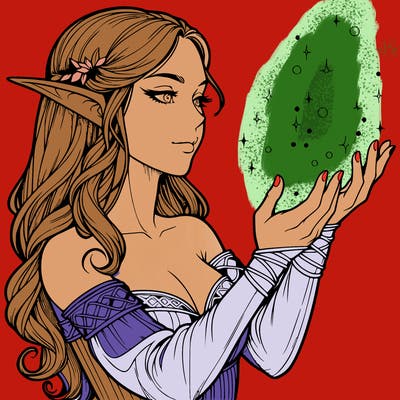 realistic elf girl doing magic